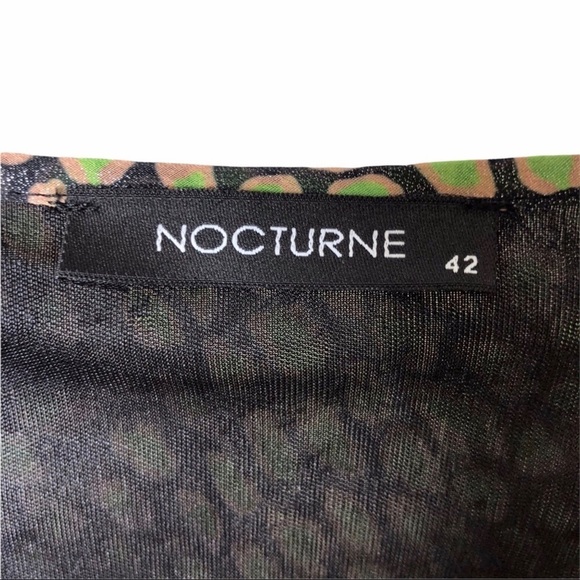 Nocturne Mini Wrap Dress Printed Size 42 Green Long Sleeve Elastic Waist - Picture 9 of 11